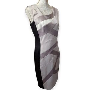 Signature by Sangria Ivory/Champagne/Black Cocktail Dress size 12 NWOT